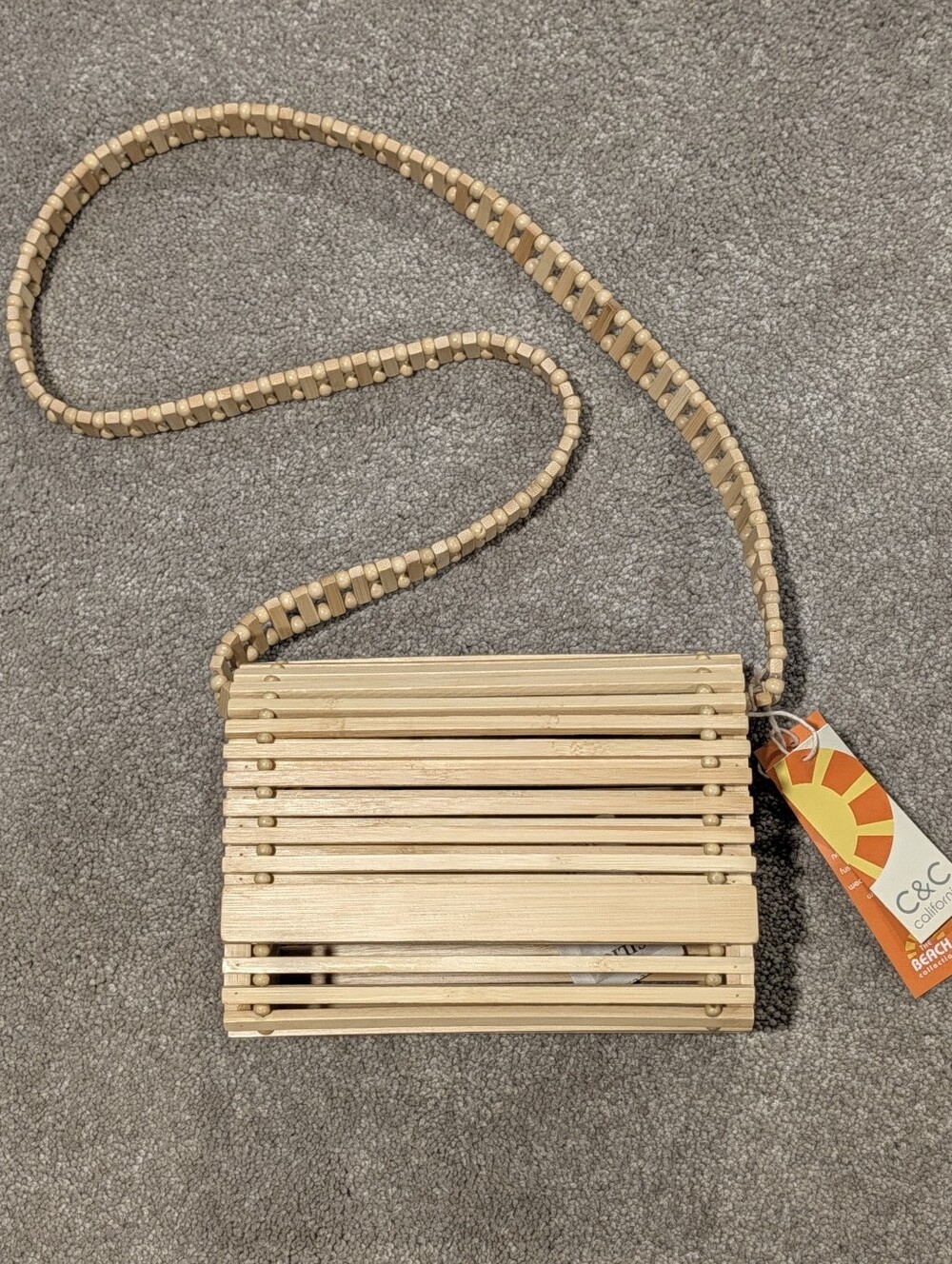 C&C California Bamboo Beach Collection Slatted Clutch Crossbody NWT